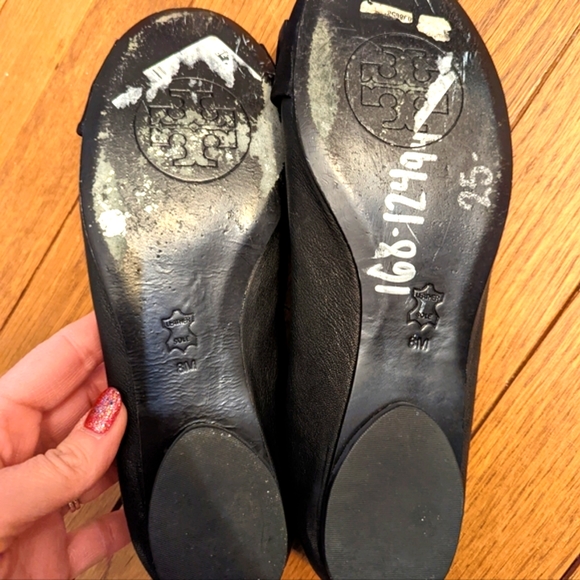 Tory Burch 8 M Black Jeweled Flats Ballet Shoes Genuine Leather Holiday Bling - Picture 6 of 12